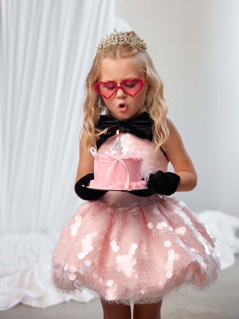 Toddler Girl Tulle Party Dress - Розовое платье из тюля с пайетками