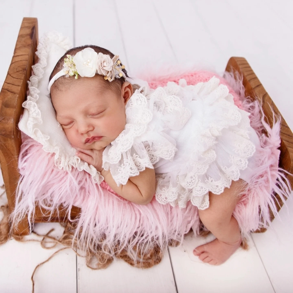 Newborn Baby Girl Romper Floral - Реквизит для фотосъемки новорожденных, кружевной комбинезон